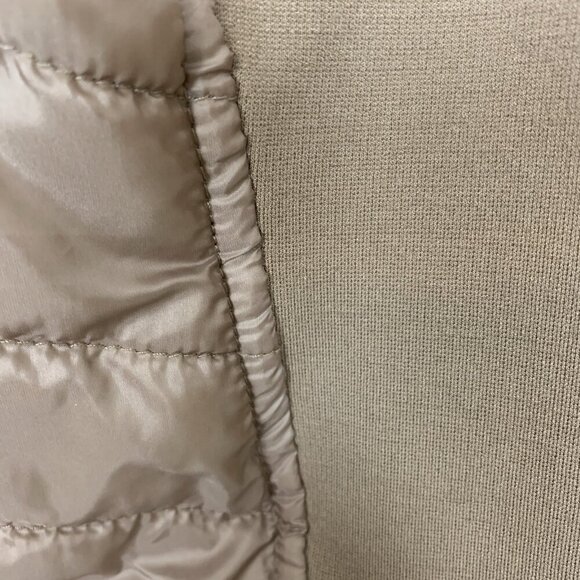 Susan Graver Womens XL Quilted Jacket Ponte Side Panels Zip Pockets Tan Puffer - Picture 8 of 14